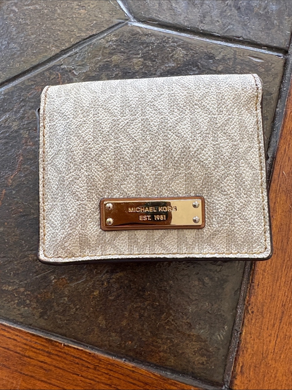 Michael Kors Cream and Gold Bifold Wallet